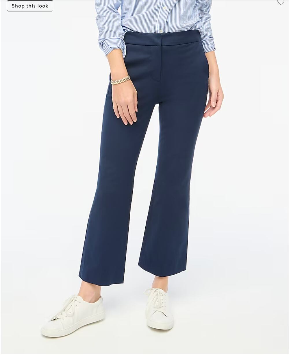 J. Crew Factory NWT Petite Kelsey Cotton-Blend Flare Pant in Navy // 4 Petite